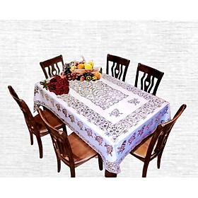 Mua Khăn trải bàn chất liệu PVC - W.751 (152cm x 228 cm) hoa văn - nhủ vàng