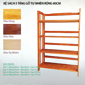 Mua Kệ sách 5 tầng gỗ tự nhiên màu nâu cánh gián