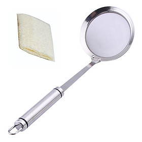 Mua Dụng cụ lọc vớt bọt  lọc dầu  cặn bã inox IN43 tặng 1 miếng xơ mướp rửa bát