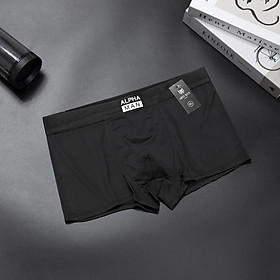 Quần boxer nam , quần lót đùi nam ALPHA được làm bằng chất thun lạnh mềm mịn thấm hút mồ hôi co giãn 4 chiều - Đen - XL