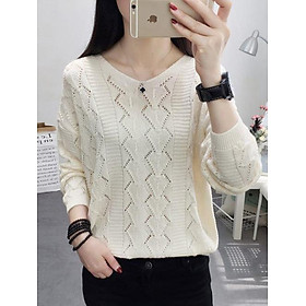 Áo len lỗ dài tay thời trang 4 mùa họa tiết tim AO29 Free size