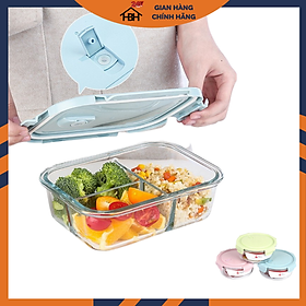 Mua Hộp đựng cơm thuỷ tinh 3 ngăn tặng kèm hộp thuỷ tinh đựng canh ( giao mầu ngẫu nhiên)