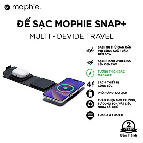 Mua Đế sạc mophie Snap+ multi-device travel  sạc không dây sạc nhanh  BH 2 năm 1 đổi 1 - Hàng chính hãng