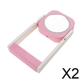 2xDual Side LED Makeup Desktop Mirror with Lights Swivel Vanity Mirror Bedroom Pink