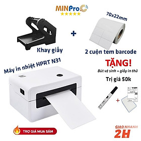 Mua Máy in nhiệt mini HPRT N31 in đơn hàng TMĐT kèm khay và 2 cuộn 2 tem 70*22mm bảo hành 12 tháng