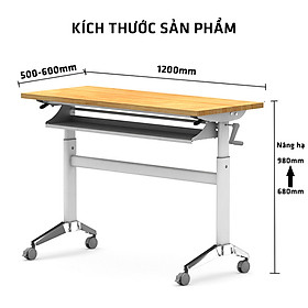 Mua Bàn làm việc có ngăn kéo KT 60cm x 1m2. Bàn làm việc gấp gọn di động. Khung thép cacbon chịu lực sơn tĩnh điện. Tùy chỉnh nâng hạ độ cao.