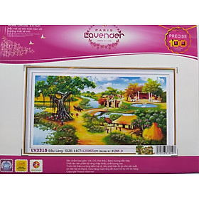 Tranh thêu chữ thập phong cảnh làng quê việt LV3310 - 120 x 65 cm - chưa thêu