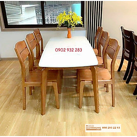 Bộ bàn ăn 6 ghế mặt đá trắng màu hương A88