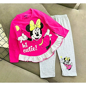 Đồ bộ bé gái, Bộ ngủ dài tay cho bé gái từ 12-35kg chất cotton hàng xuất mềm mịn mát