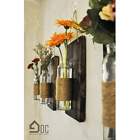 Bảng gỗ lọ hoa thủy tinh treo tường phòng khách, ban công độc đáo Góc decor