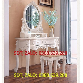 Mua Bàn phấn tân cổ phong cách quý tộc sang trọng  Bàn trang điểm 2 ngăn kéo tặng kèm ghế