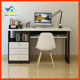 Mua Bàn làm việc liền tủ cá nhân BLV26 kèm ngăn kéo bàn phím  bàn học liền tủ cabinet đa năng 3 ngăn kéo nhà Sành