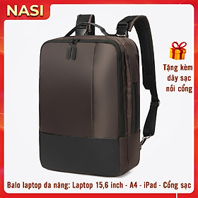 Balo laptop 15.6 inch B1064 NASI hàng cao cấp có cổng sạc tặng kèm dây sạc balo đựng laptop nam nữ mẫu mới thời trang cực chất