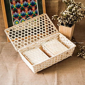 COMBO3 Hộp quà tre đan - Hộp quà bằng tre đan thân thiện môi trường( 1 hộp lớn+2 hộp chữ nhật )