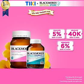 Combo Tinh Dầu Hoa Anh Thảo Hỗ Trợ Cân Bằng Nội Tiết Tố Blackmores Evening Primrose Oil Lọ 190 Viên và Viên Uống Dầu Cá Bổ Sung Omega Hỗ Trợ Cho Tim, Mắt và Da Blackmores Double Omega High Strength Lọ 90 Viên