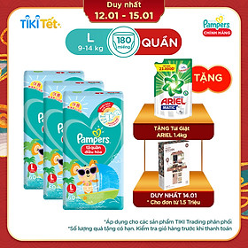 Combo 3 Tã Quần Pampers Điều Hoà Gói Lớn L60 Tặng 1 Túi Nước Giặt Ariel 1.4kg