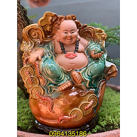 Mua Chậu tượng di lặc tài lộc trồng cây bon sai h38cm gốm sứ Bát Tràng