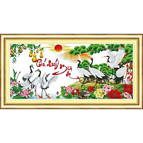 Mua tranh thêu chữ thập Phú quý bình an - khách tự thêu
