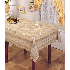 Mua Khăn trải bàn PAULEE - 856B (180cm x 137cm) hoa văn nâu.