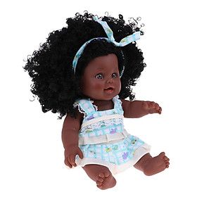 Real Life 12inch Reborn African American Baby Girl Doll Soft Silicone Newborn Toddler Model Toy For Kids Birthday Xmas Gifts