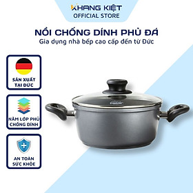 Nồi chống dính phủ đá 18cm/ 20cm/ 24cm, dùng cho bếp từ, bếp gas, bếp hồng ngoại, chiên, nướng không dầu - 18 cm