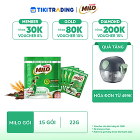 Bịch 15 gói Thức Uống Lúa Mạch Nestlé MILO Sữa 3 Trong 1 (22g/Gói)