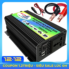 Bộ kích điện ô tô sin chuẩn đỉnh 3000W chuyển đổi dòng điện DC 12V thành AC 220V