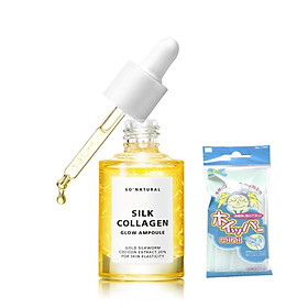 Serum Collagen Dưỡng Ẩm, Phục Hồi Da, Chống Lão Hoá So'Natural Silk Collagen Glow Ampoule 30ml + Tặng kèm 1 túi lưới rửa mặt tạo bọt