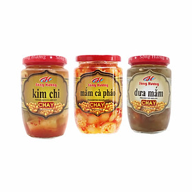 Combo 1 Hũ Kim Chi Chay 390g + 1 Hũ Mắm Cà Pháo Chay 390g + 1 Hũ Dưa Mắm Chay 430g Sông Hương Foods