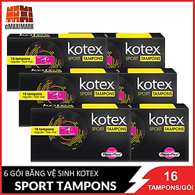 Combo 6 Gói Băng Vệ Sinh Kotex Sport Tampon Loại Vừa Tampon Regular 16