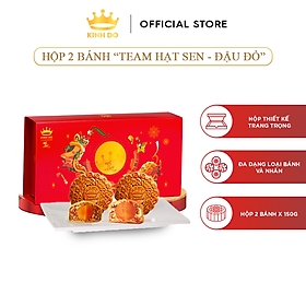 Hộp 2 bánh trung thu Kinh Đô "Team Hạt Sen - Đậu Đỏ" (2 bánh x 150g)