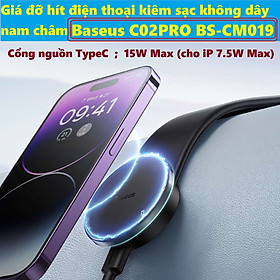 Giá đỡ nam châm  thanh hít điện thoại kiêm sạc không dây dán táp-lô có thể uốn cong Baseus C02 Magnetic holder BS-CM017 _ Hàng chính hãng