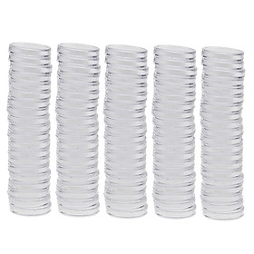 100pcs Clear Round Plastic Coin Capsules Container Storage Holder Case