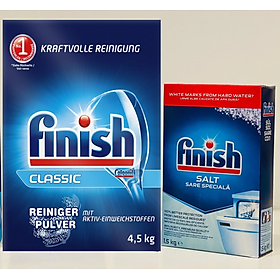 Combo Bột rửa bát Finish 4.5kg + Muối làm mềm nước finish 1.5kg