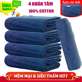 Khăn Tắm bestke 100% Cotton màu xanh đậm combo 5 cái size 120 60cm