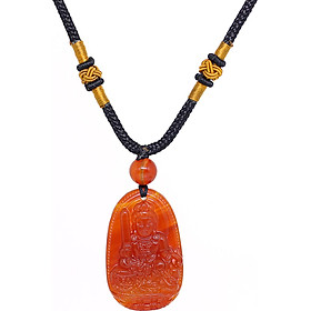 Mặt Dây Chuyền Văn Thù Bồ Tát Đá Mã Não Đỏ (3.6 x 2.3 cm)