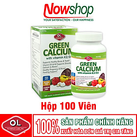 Canxi Hữu Cơ Green Calcium Olympian Labs USA Chứa D3 K2 Xương Chắc Khỏe Hấp Thu Cao Không Táo Bón Hỗ Trợ Mẹ Bầu Giúp Thai Nhi Khỏe Mạnh 100 Viên Nhập Khẩu Chính Hãng