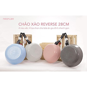 [Hàng chính hãng] Chảo xào/ Chảo đa năng Reverse Neoflam - 28cm. 4 màu Hồng - xanh dương - Ghi xám - Trắng xám