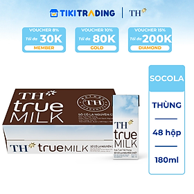Thùng 48 hộp sữa tươi tiệt trùng TH true MILK sôcôla nguyên chất 180ml