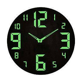 Luminous Wall Clock Battery Operated Decorative Non Ticking 12''/30cm Silent Modern  The Dark Wood for Dorm Wall Hotel Indoor Outdoor