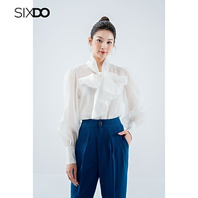 Áo sơ mi nữ tơ tạo kiểu buộc nơ cổ thời trang SIXDO