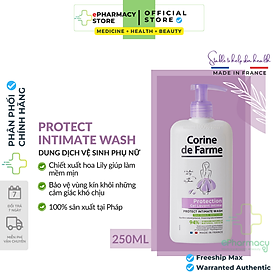 Gel vệ sinh phụ nữ Corine De Farme PROTECT INTIMATE WASH 250ml Làm Sạch Và