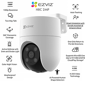 Camera Wifi Ezviz H8C 1080P Quay 360 độ, đàm thoại 2 chiều, nhận diện AI - Hàng chính hãng