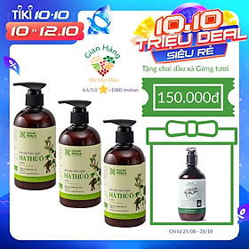 Combo 3 chai Dầu gội Hà Thủ Ô - COCAYHOALA ngăn rụng tóc, giảm bạc tóc Tặng 1 Dầu xả Gừng nuôi dưỡng và làm mềm tóc