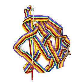 Dance Ribbons Rainbow Streamers Rhythmic Gymnastics Ribbon  Twirling Wands on Sticks for Kids Artistic Dancing