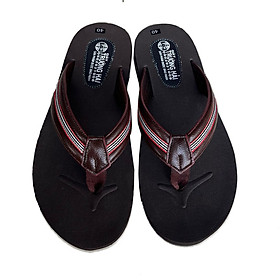 Dép kẹp nam da bò phối vải dù Trường Hải có 2 màu thời trang KN120X