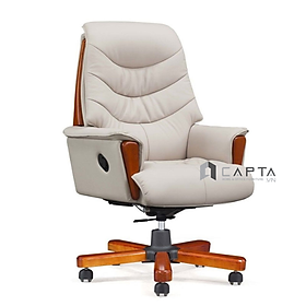 Mua Ghế Giám đốc da thật cao cấp màu kem CD7157-L Nội thất Capta Ghế văn phòng dành cho nữ Giám đốc da thật màu kem ốp gỗ ngả lưng nghỉ trưa chân xoay lõi thép ốp gỗ tại HCM