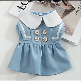 Váy xanh dương cổ bèo từ 0.5-7.5kg siêu dễ thương dành cho thú cưng chó mèo