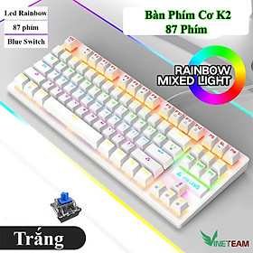 Bàn Phím Cơ Chuyên Game VINETTEAM K2 Led RGB Siêu Đẹp 10 Chế Độ Màu Cực Ngầu Blue Switch 87 Phím Chơi Game Dùng Văn Phòng Cực Đã- Hàng Chính Hãng