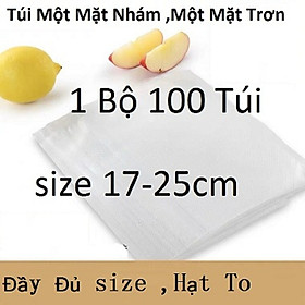 Hình ảnh Túi hút chân không 1 mặt nhám 1 mặt trơn dầy 22 lụa-1 bộ 100 túi